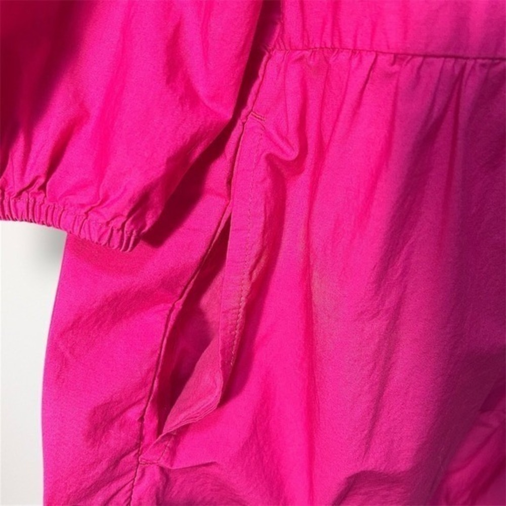 GAP Pink Eyelet Hem Cotton Shirt Mini Dress Sequin Heart Puff Sleeve Pockets - Picture 8 of 12